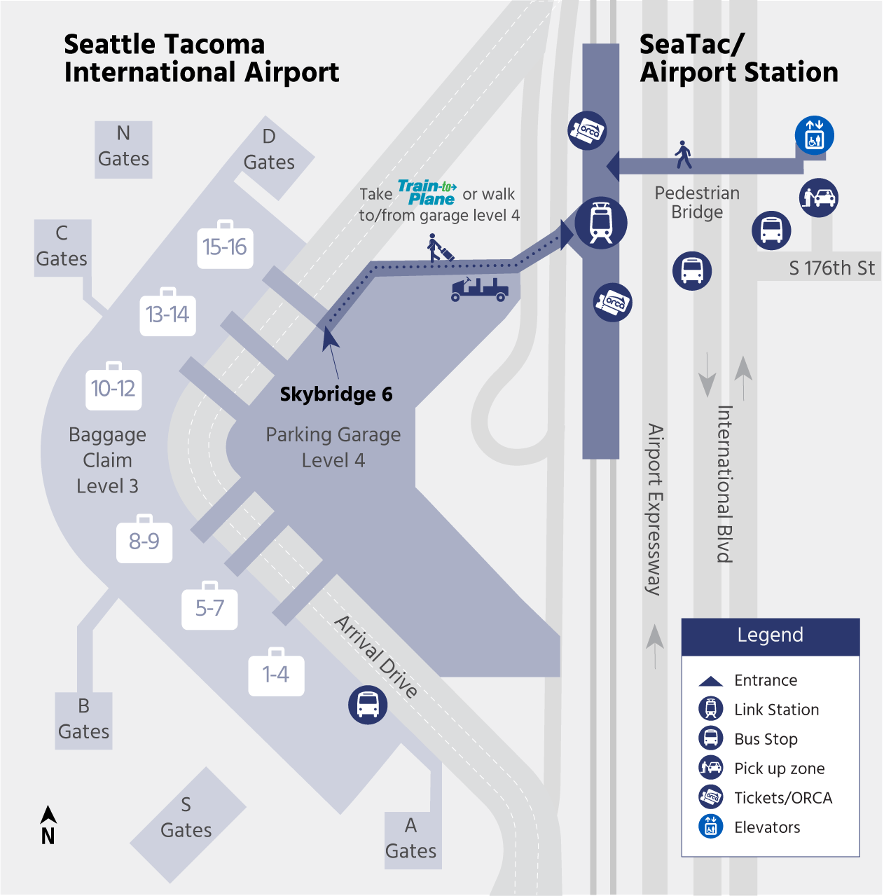 Map of SeaTac Airport Station