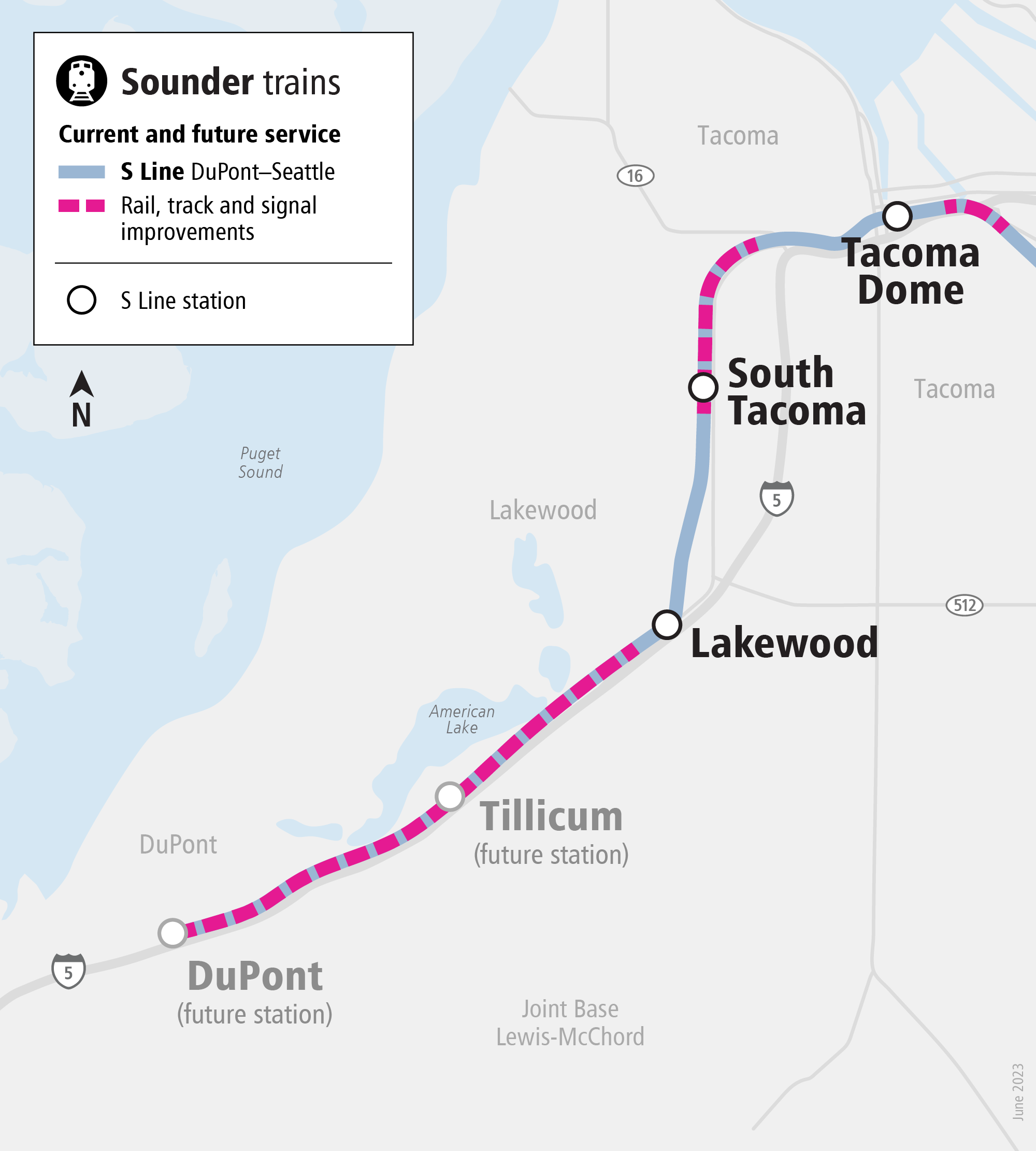 Map of Sounder Expansion Rail Track Improvement