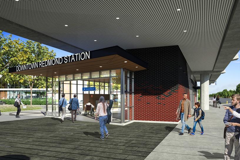  Downtown station entrances will be located on both sides of 166th Avenue NE.