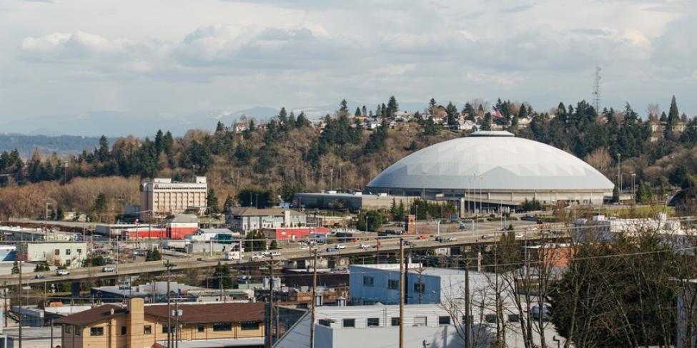 Aerial view of Tacoma Dome.