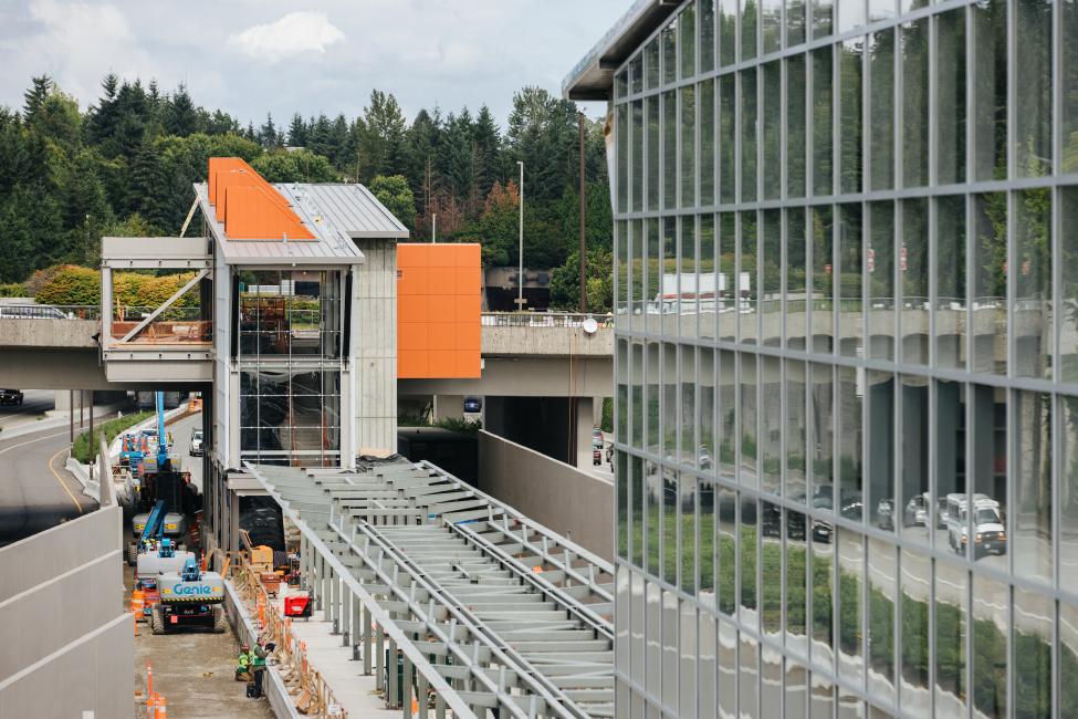 The Mercer Island light rail station is nearing completion.