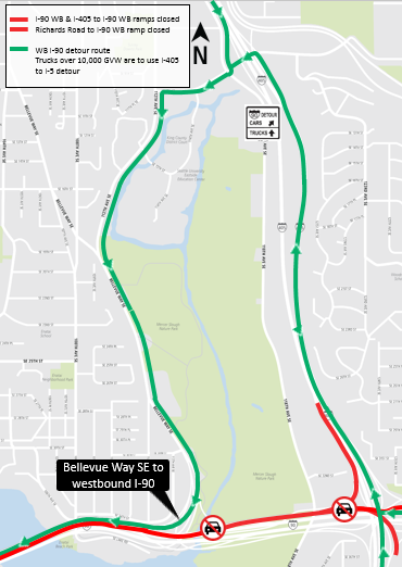 I-90 full closure map