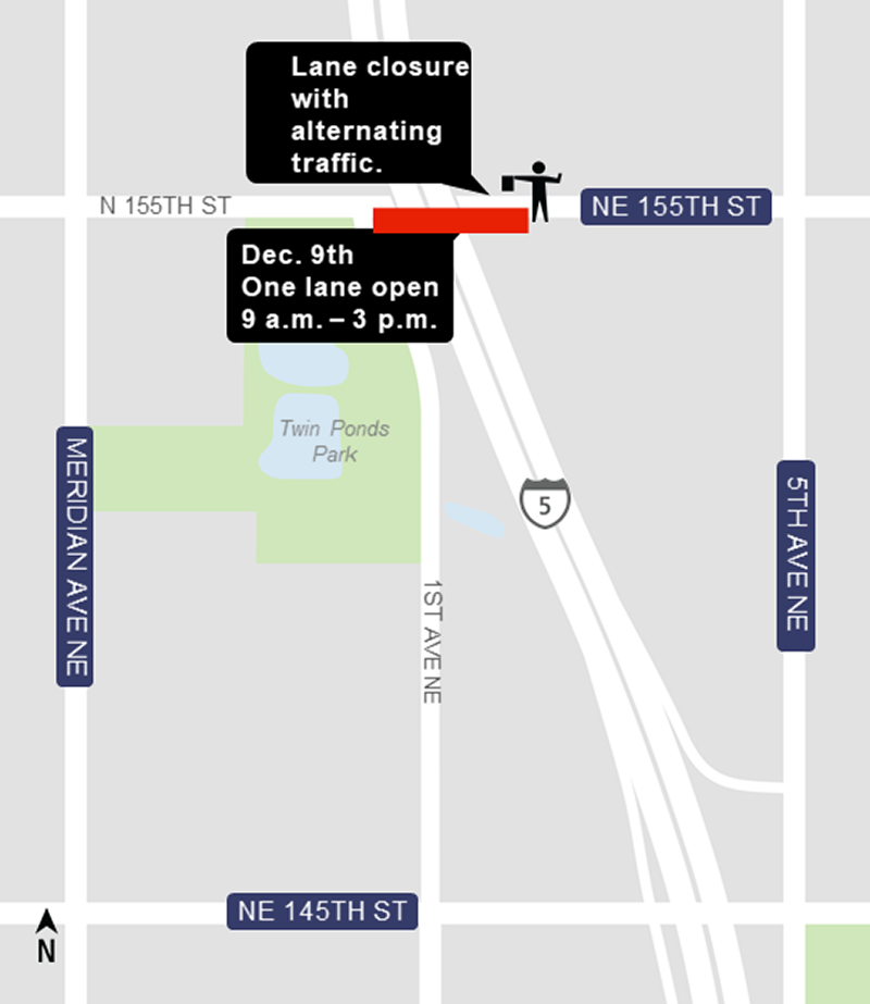 Construction map for 155th Street work, Lynnwood Link Extension