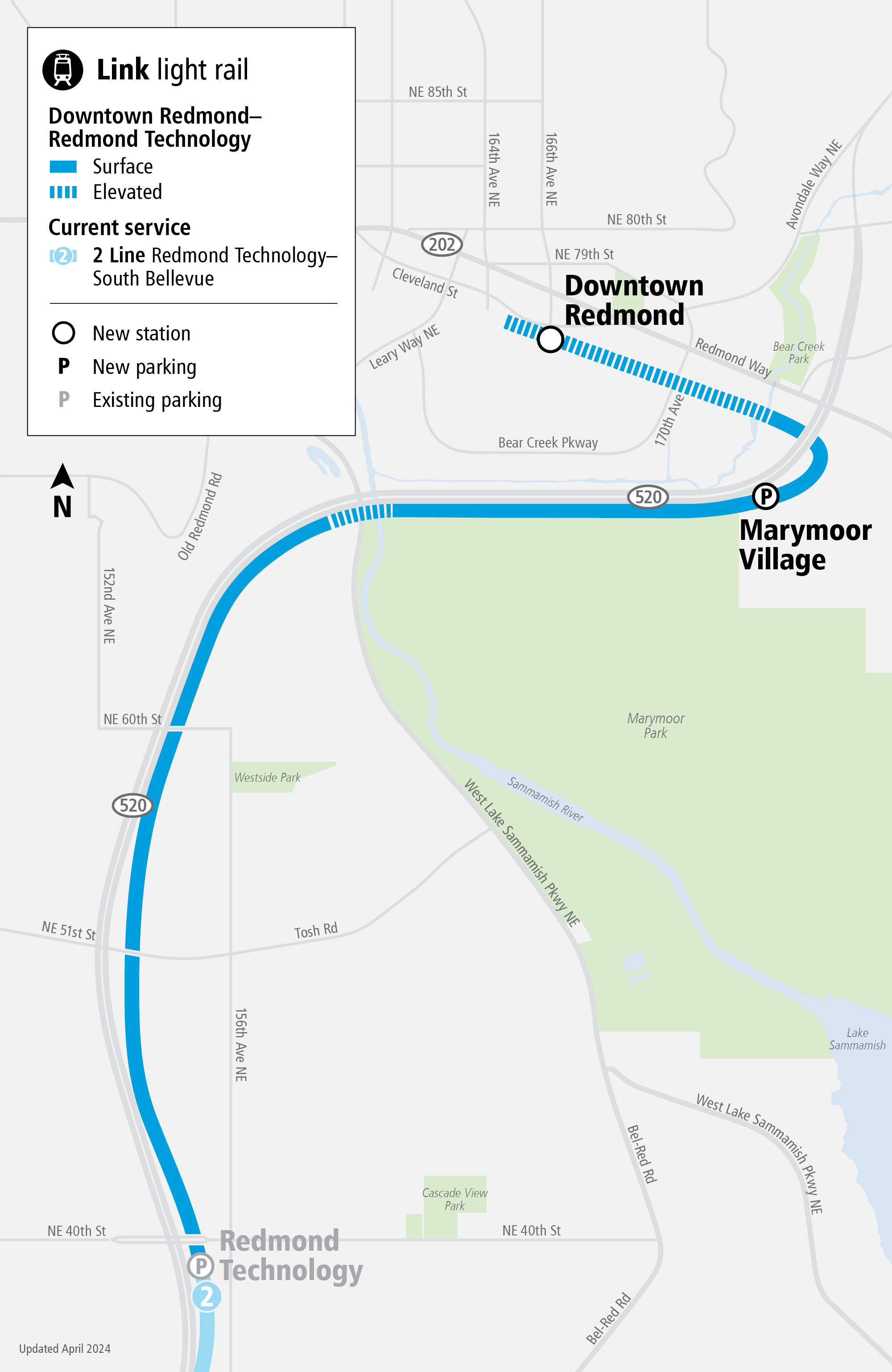 Downtown Redmond Link Extension Project map
