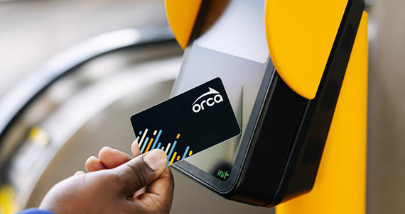 ORCA card next to a ticket reading machine