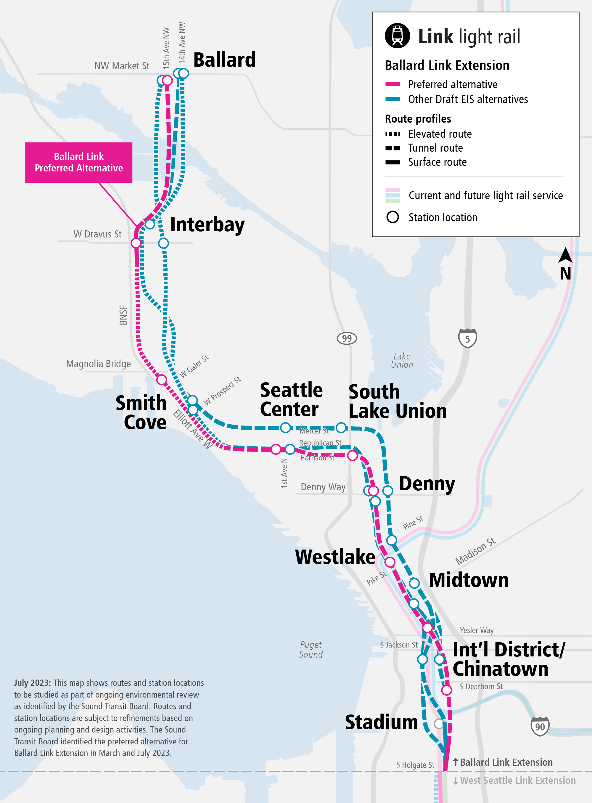 Map depicting Ballard Link extension