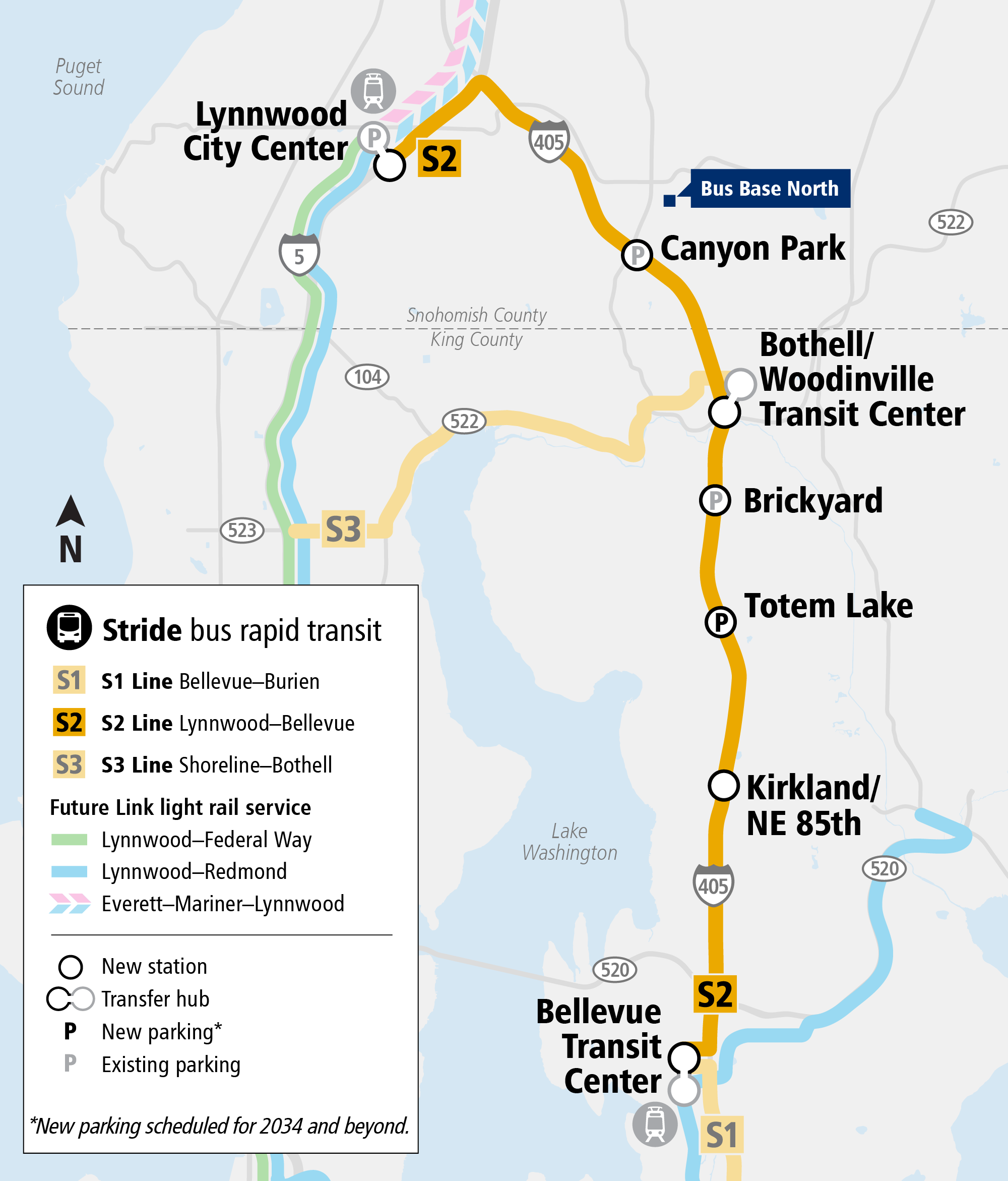 Map depicting S2 line stations