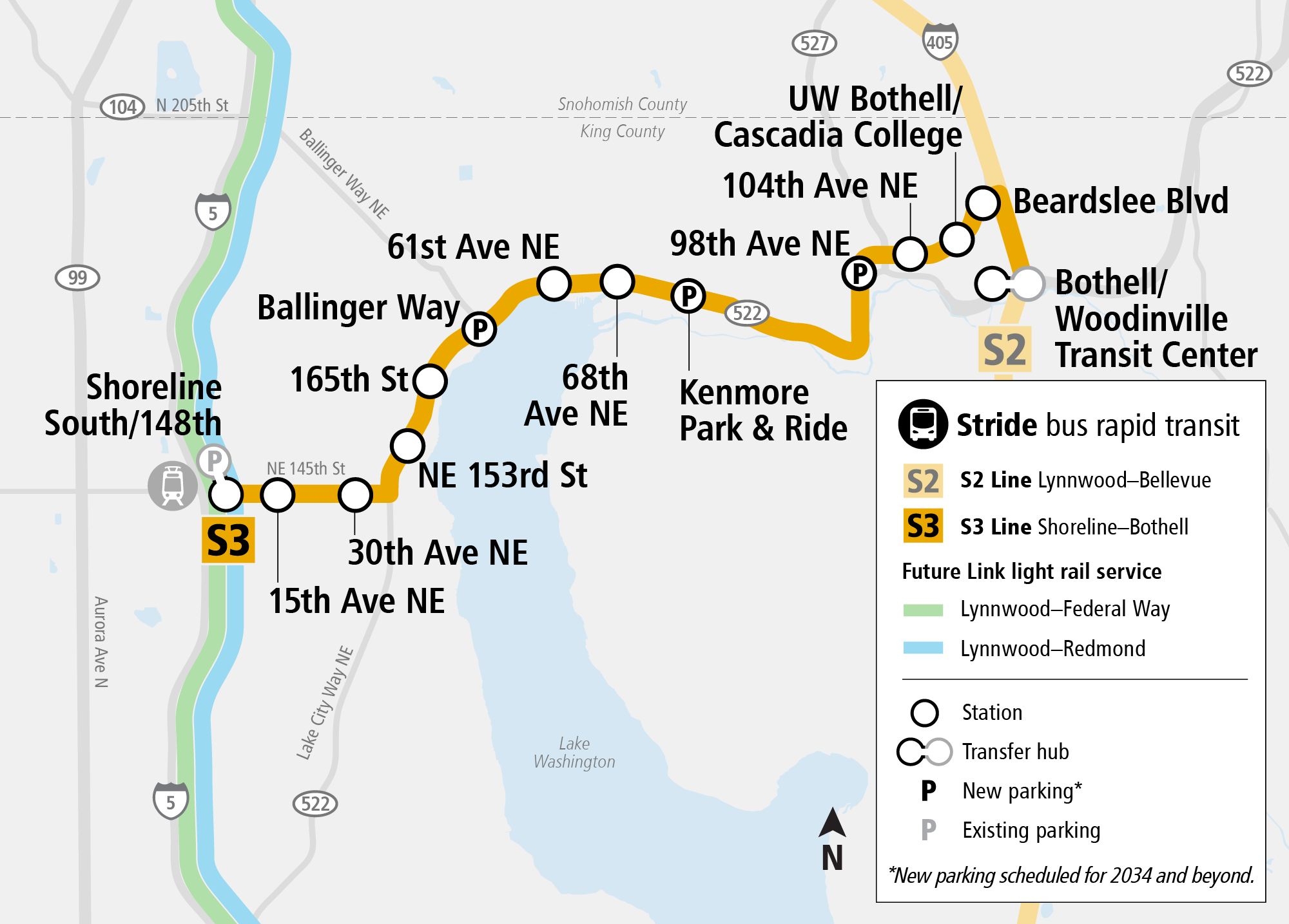 Map depicting s3 line stations