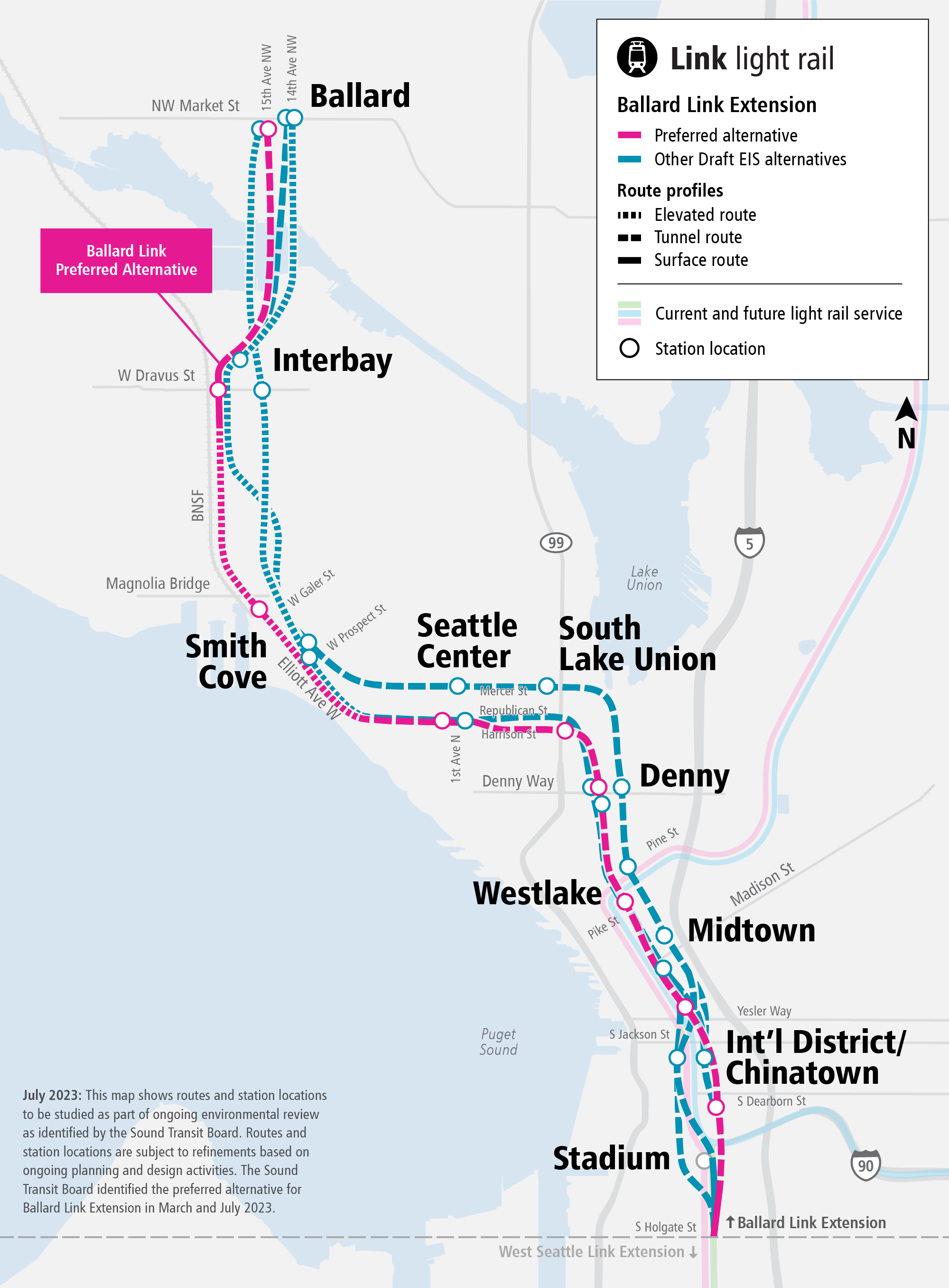 Map depicting Ballard Link Extension