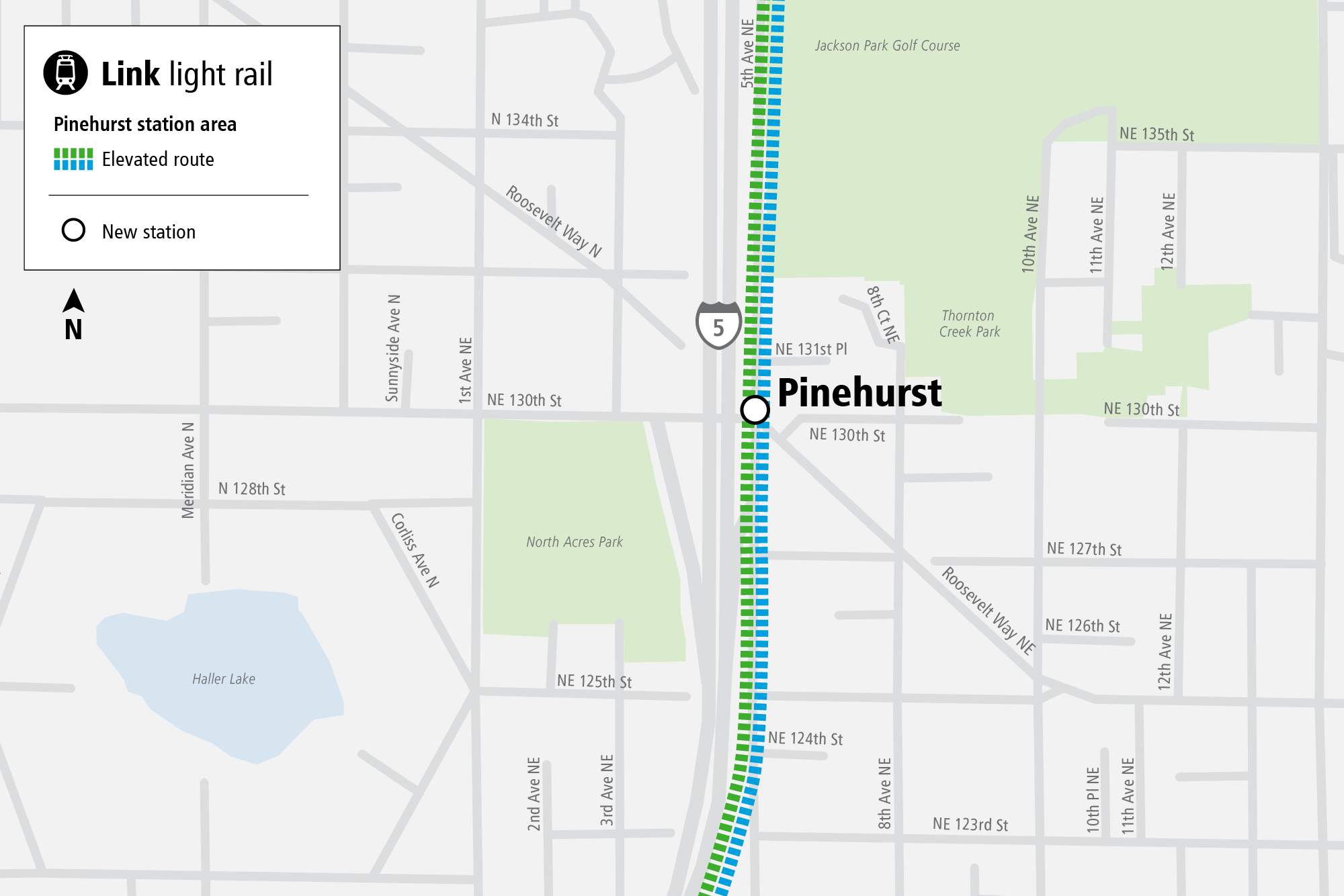 Map depicting location of Pinehurst Station at 130th st