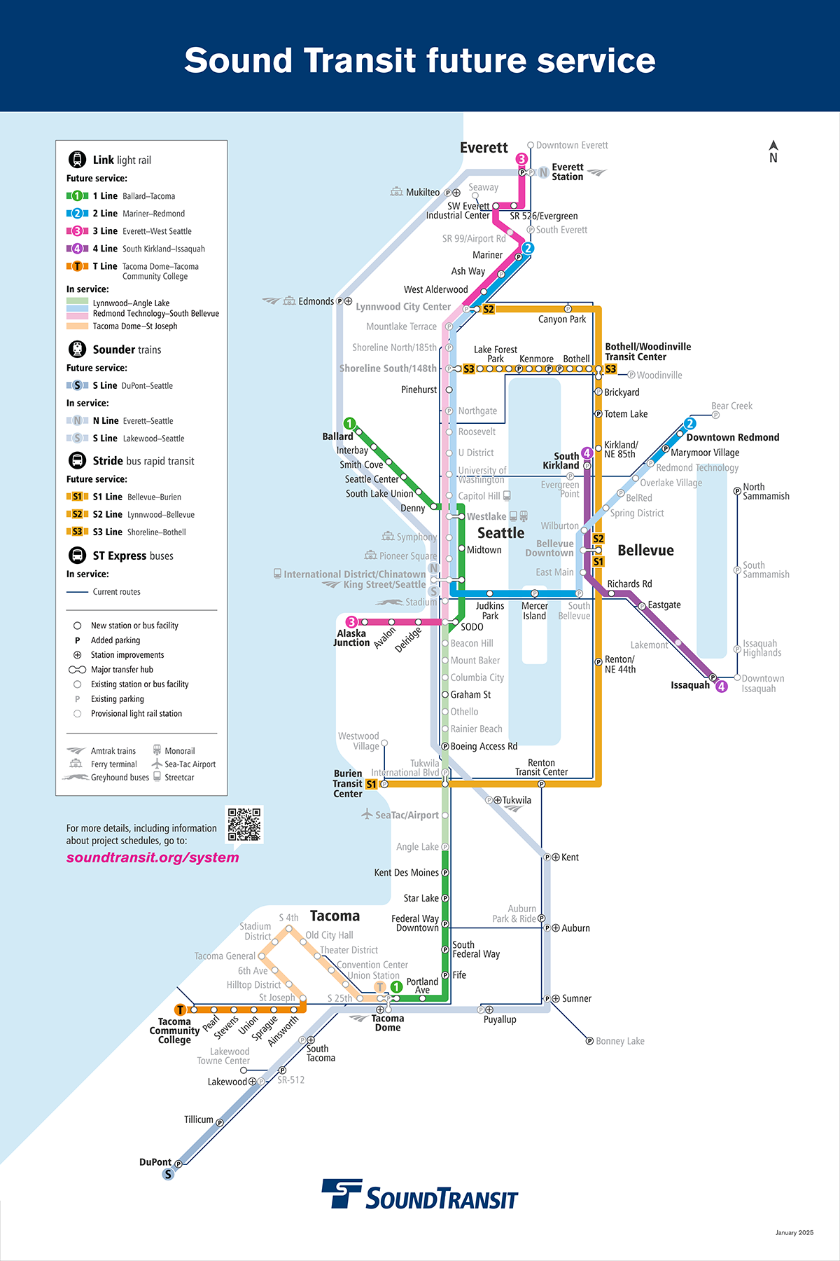 Map depicting future service of the Sound Transit alignment