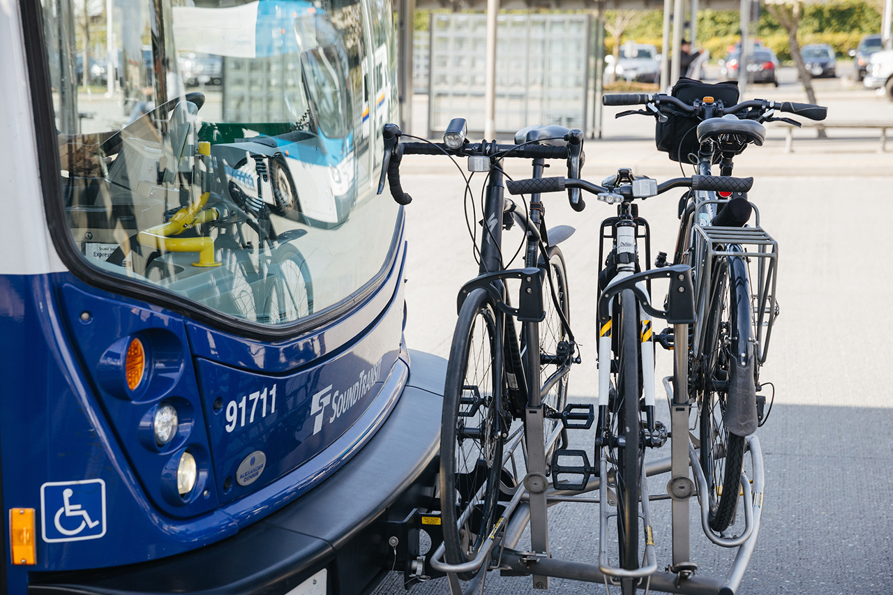 Bikes on an ST Express bus in Lynnwood.