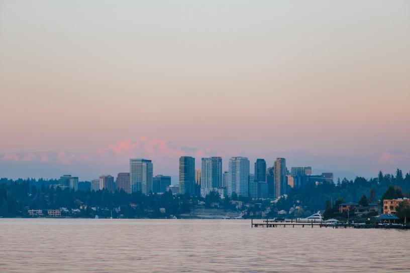 Bellevue skyline from Lake Washington point of view