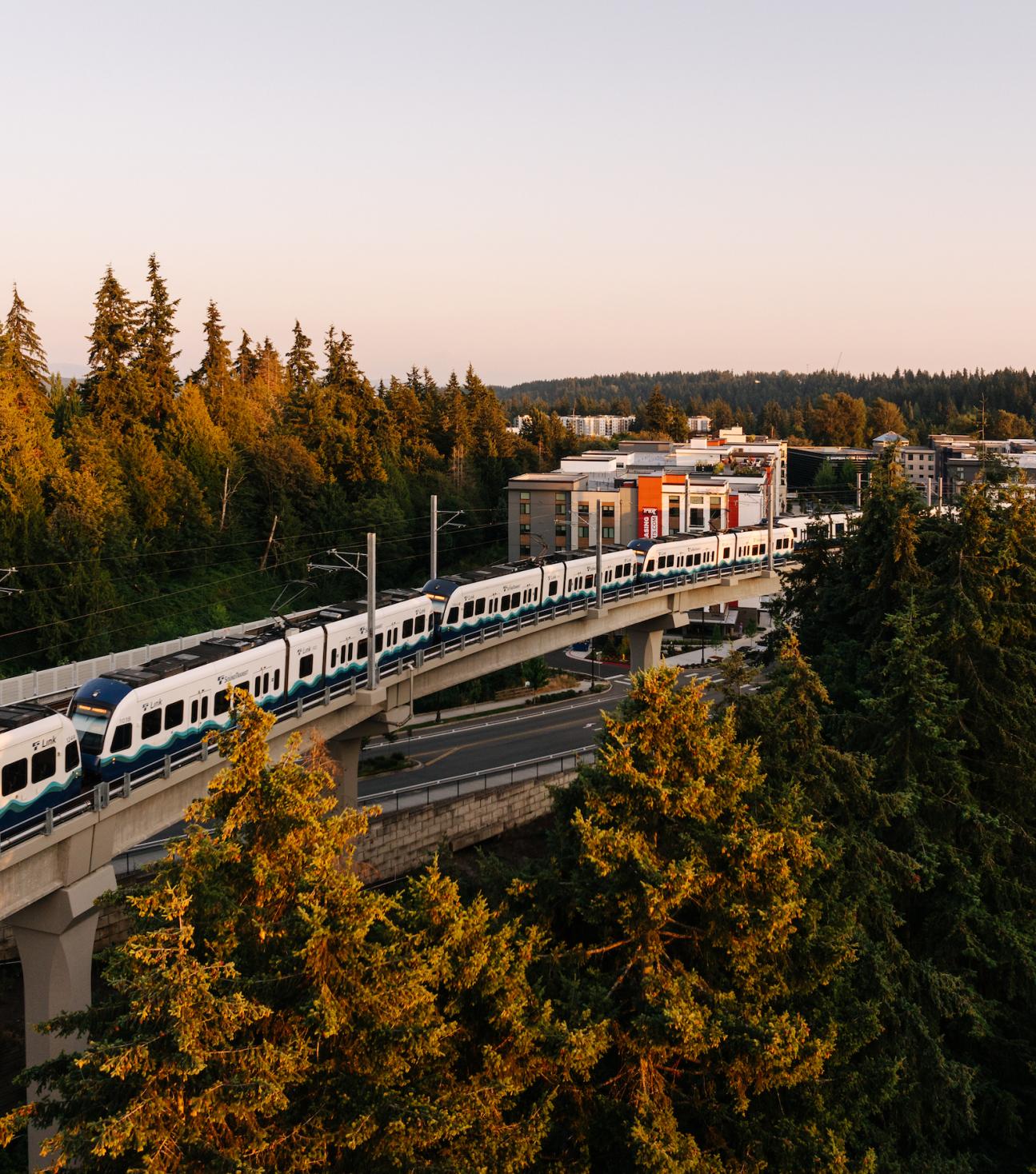 Link Light Rail Train Near Mountlake Terrace StationA Link light rail train travels through Mountlake Terrace.