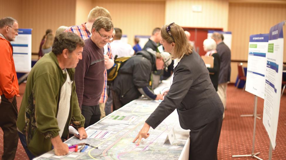 Community members attend an open house for the Tacoma Dome Link Extension project.