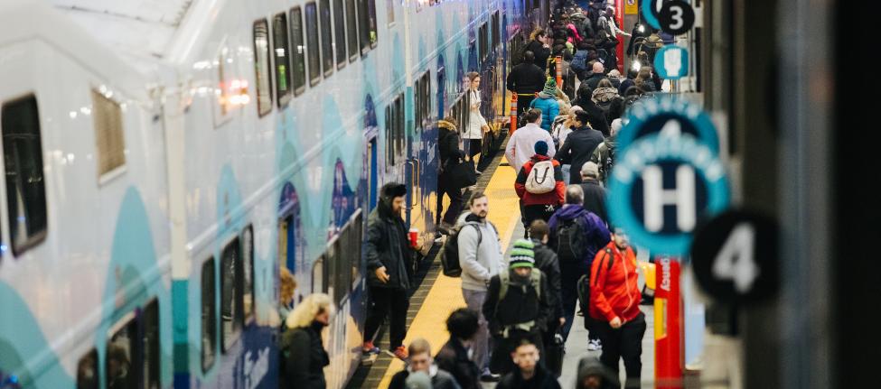 Sounder South Hero image riders exiting the train