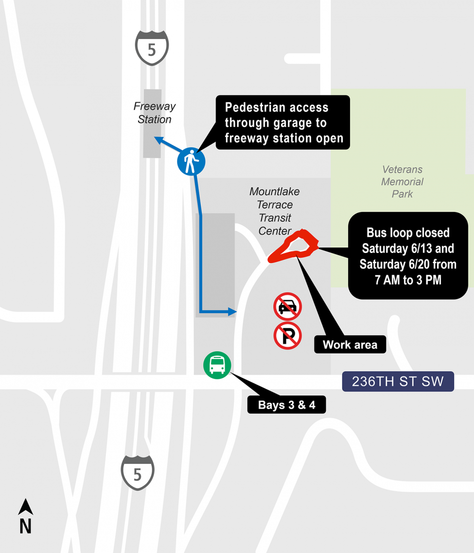 Mountlake Terrace Bus Loop closure map