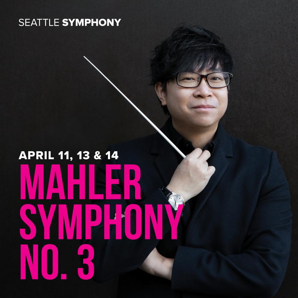 A photo of Mahler Symphony #3's conductor, Kachun Wong holding a violin bow.