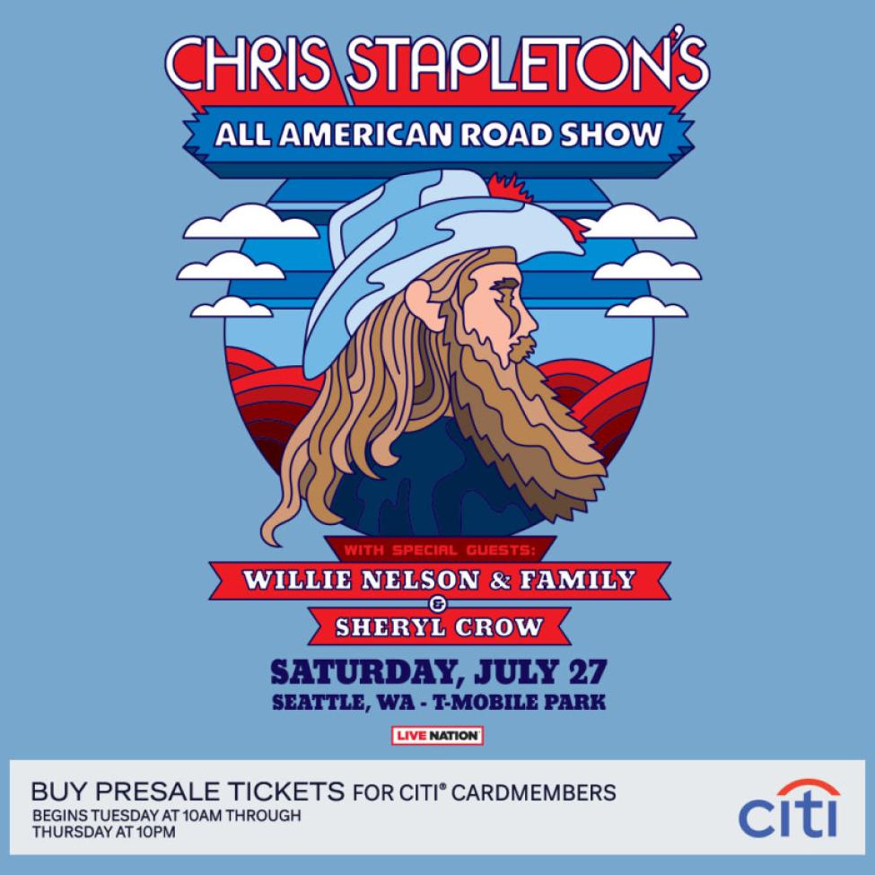 A promotional poster for the Chris Stapleton concert at T-Mobile Park