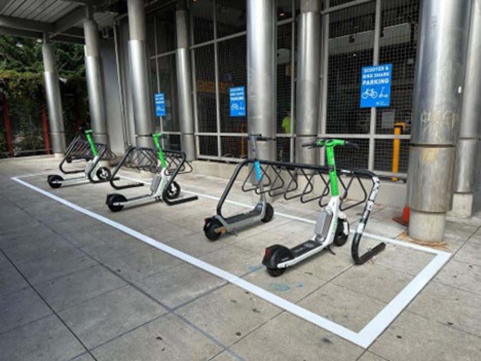 photo of electric scooter parking