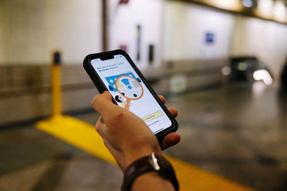 Phone screen showing Sound Transit station in GoodMaps