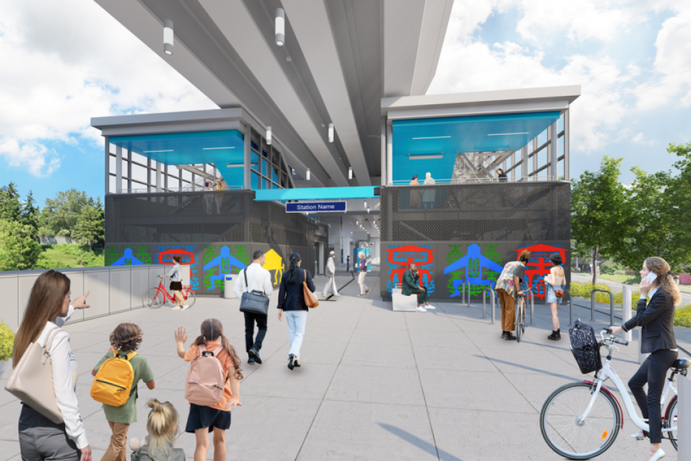 A rendering of the south plaza at 130th St Station