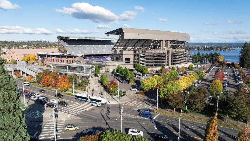 Aerial view of Husky Stadium