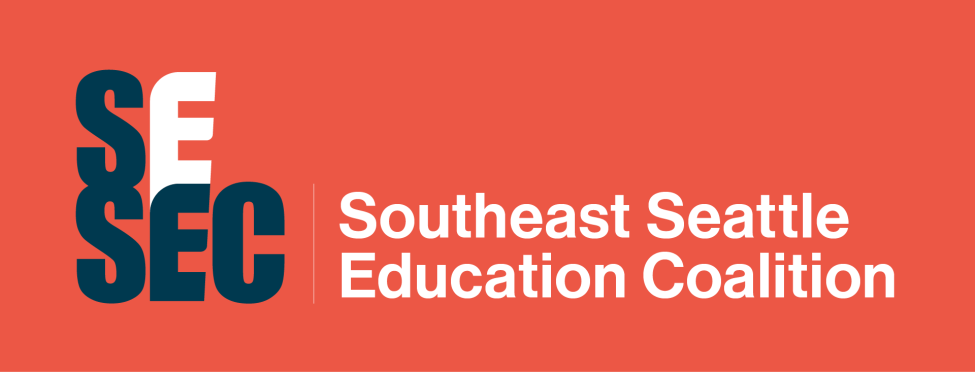 The Southeast Seattle Education Coalition logo on a red background