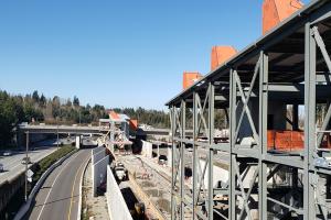 The Mercer Island Station under construction.