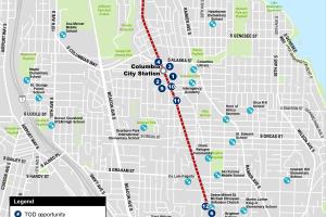 Map of Rainier Valley transit oriented development area