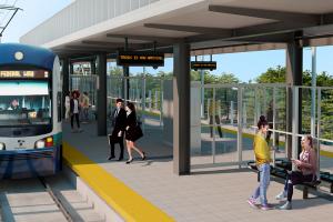 Artist rendering of the future Kent/Des Moines Federal Way Link Extension station.