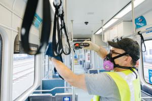 Operations and Maintenance Facility cleans Link light rail cars.