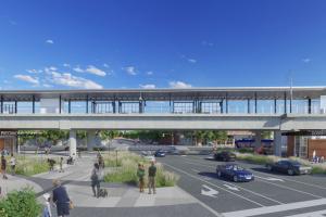 Artist rendering of the future east entrance to the Downtown Redmond Link Extension.