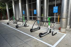 photo of electric scooter parking