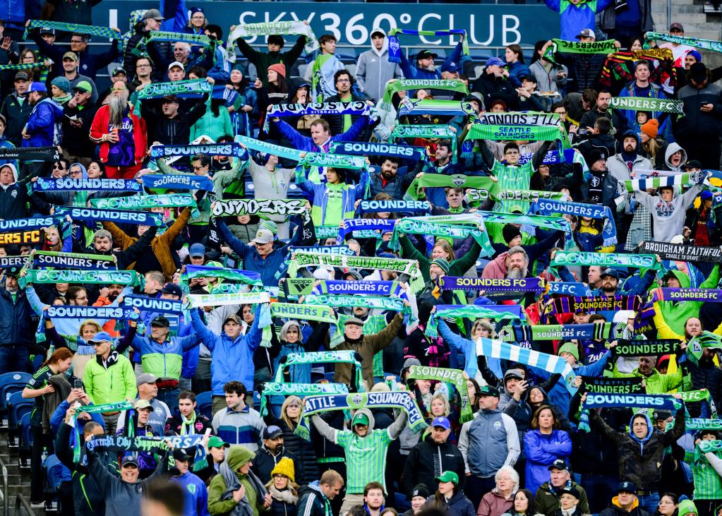 Seattle Sounders fans cheer on the club